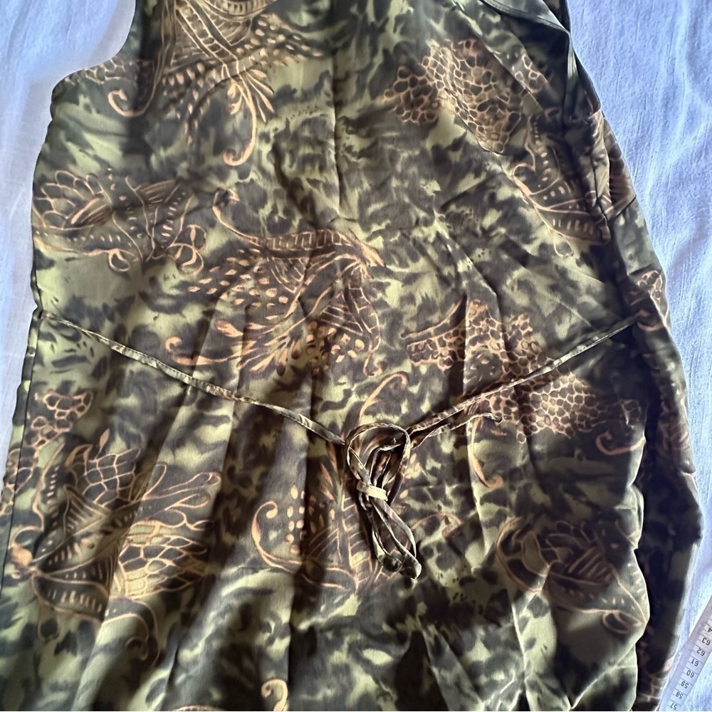 Vtg R&K Originals Dark Floral Full Button Tie Waist Maxi Dress Womens 16W Office - Picture 4 of 9